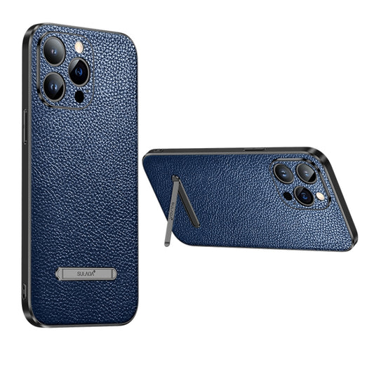 For iPhone 13 Pro Max SULADA Invisible Bracket Leather Back Cover Phone Case(Blue) - iPhone 13 Pro Max Cases by SULADA | Online Shopping UK | buy2fix