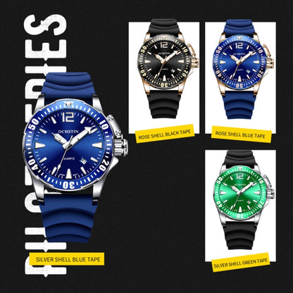 OCHSTIN 7002A Multifunctional Quartz Waterproof Luminous Men Watch(Rose Gold+Blue) - Silicone Strap Watches by OCHSTIN | Online Shopping UK | buy2fix