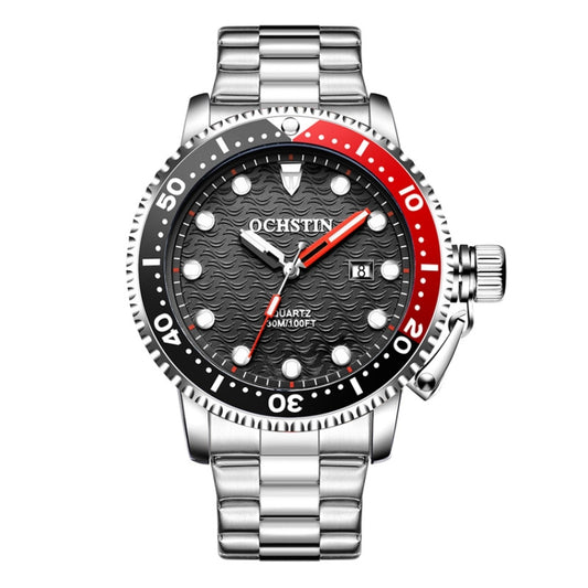 OCHSTIN 7003A Multifunctional Quartz Waterproof Luminous Steel Strap Men Watch(Silver+Black) - Metal Strap Watches by OCHSTIN | Online Shopping UK | buy2fix