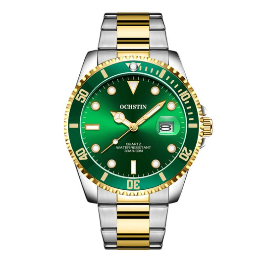 OCHSTIN 7019A Multifunctional Quartz Waterproof Luminous Steel Strap Men Watch(Green+Gold) - Metal Strap Watches by OCHSTIN | Online Shopping UK | buy2fix