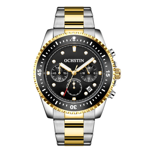 OCHSTIN 7019C Multifunctional Quartz Waterproof Luminous Steel Strap Men Watch(Black+Gold) - Metal Strap Watches by OCHSTIN | Online Shopping UK | buy2fix