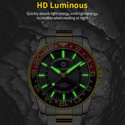 OCHSTIN 7019D Multifunctional Quartz Waterproof Luminous Steel Strap Men Watch(Green+Gold) - Metal Strap Watches by OCHSTIN | Online Shopping UK | buy2fix