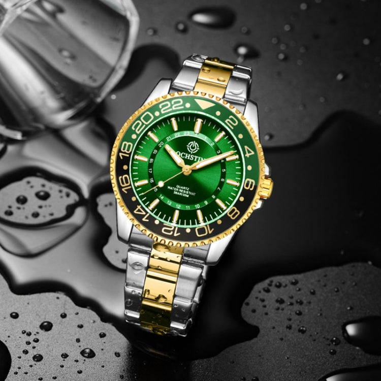 OCHSTIN 7019D Multifunctional Quartz Waterproof Luminous Steel Strap Men Watch(Green+Gold) - Metal Strap Watches by OCHSTIN | Online Shopping UK | buy2fix