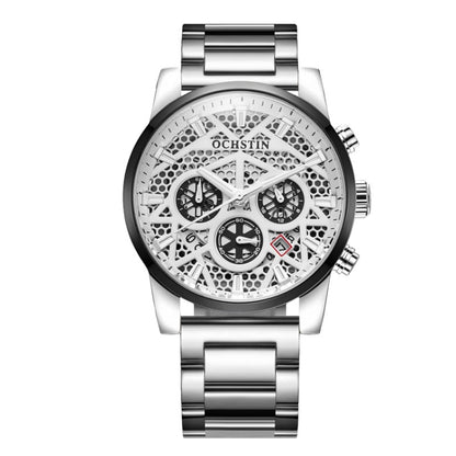 OCHSTIN 7241 Multifunctional Quartz Waterproof Steel Strap Men Watch(Silver White) - Metal Strap Watches by OCHSTIN | Online Shopping UK | buy2fix