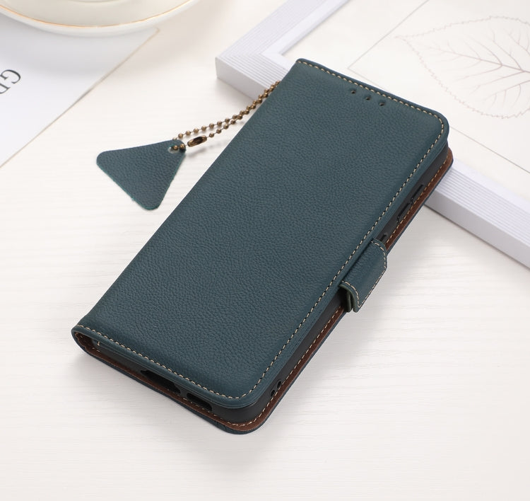 For Nokia X30 5G Side-Magnetic TJ Genuine Leather RFID Phone Case(Green) - Nokia Cases by buy2fix | Online Shopping UK | buy2fix