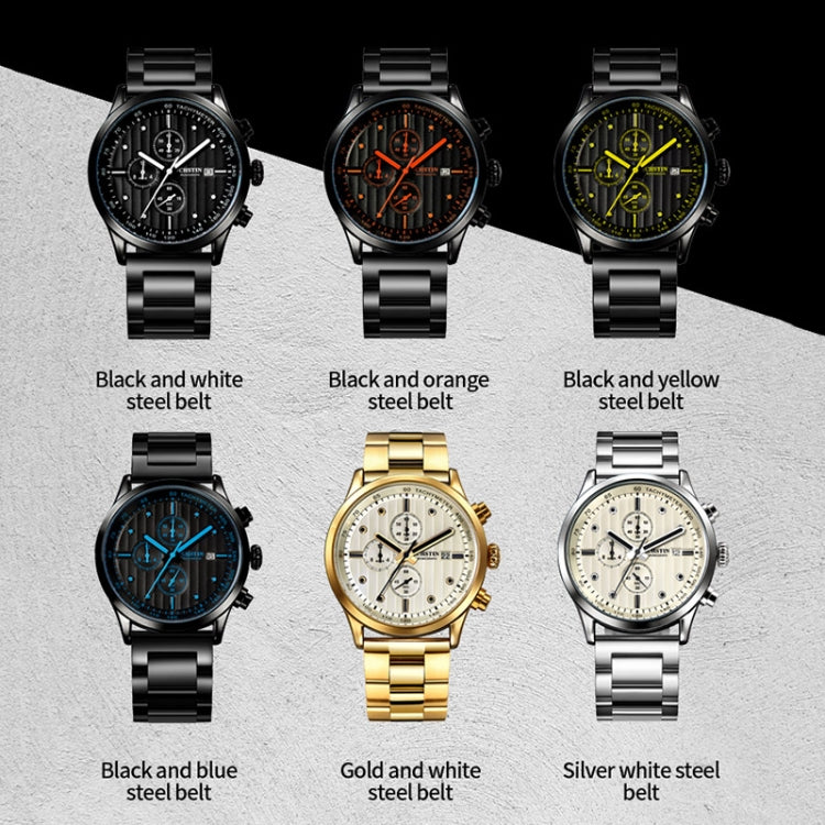 OCHSTIN 7244 Fashion Steel Strap Multifunctional Quartz Men Watch(Black Blue) - Metal Strap Watches by OCHSTIN | Online Shopping UK | buy2fix