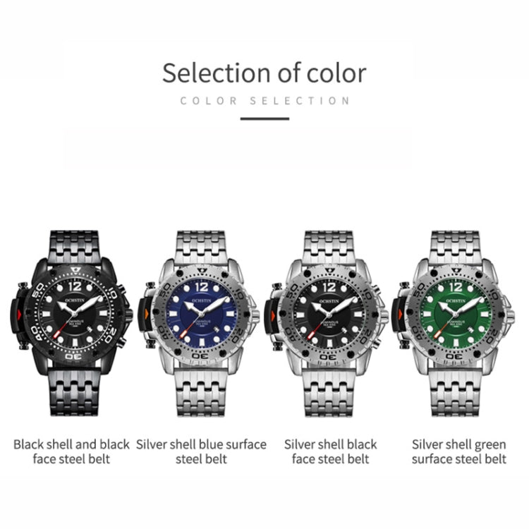 OCHSTIN 7249 Fashion Steel Strap Multifunctional Quartz Men Watch(Silver+Black) - Metal Strap Watches by OCHSTIN | Online Shopping UK | buy2fix