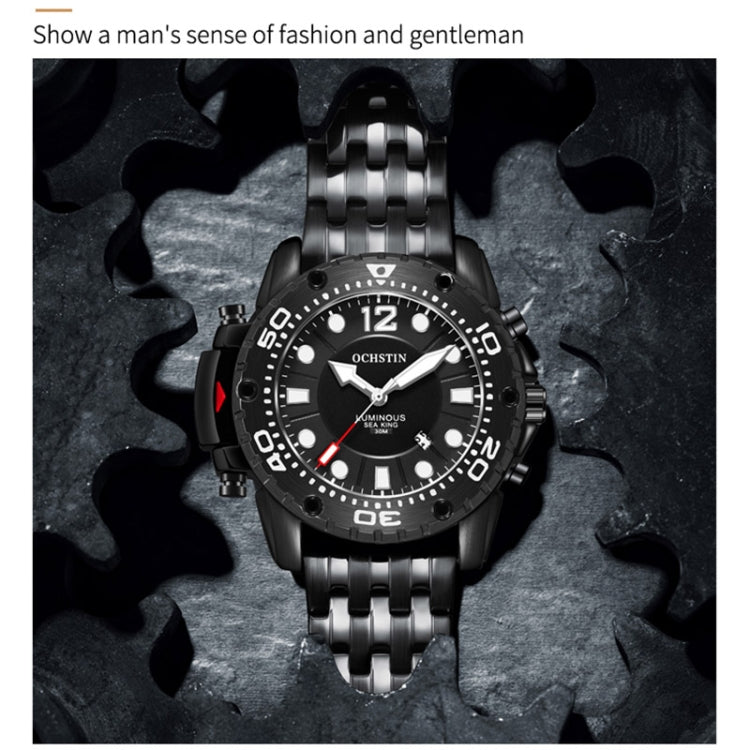 OCHSTIN 7249 Fashion Steel Strap Multifunctional Quartz Men Watch(Silver+Green) - Metal Strap Watches by OCHSTIN | Online Shopping UK | buy2fix