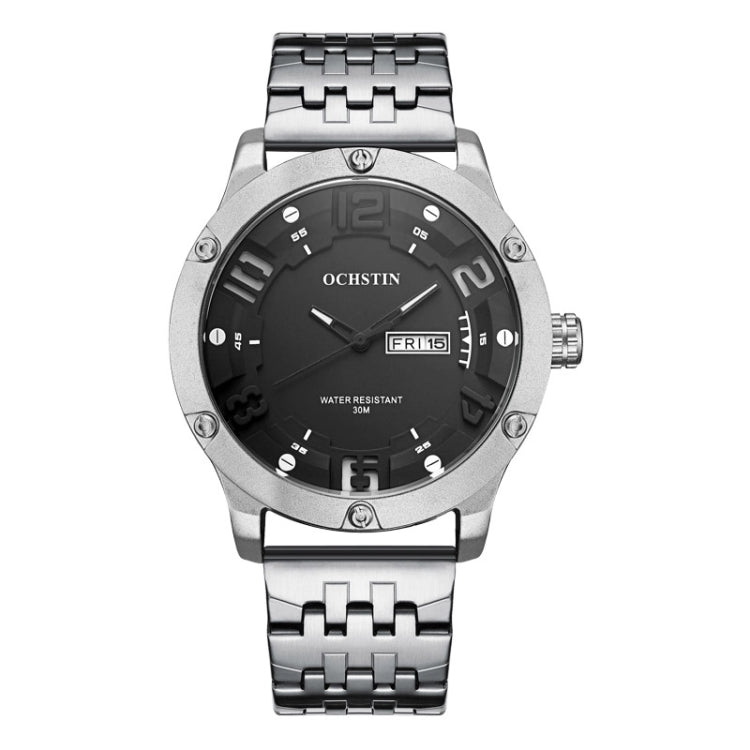 OCHSTIN 7255 Fashion Steel Strap Day-date Quartz Men Watch(Silver White) - Metal Strap Watches by OCHSTIN | Online Shopping UK | buy2fix