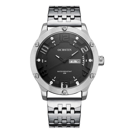 OCHSTIN 7255 Fashion Steel Strap Day-date Quartz Men Watch(Silver White) - Metal Strap Watches by OCHSTIN | Online Shopping UK | buy2fix