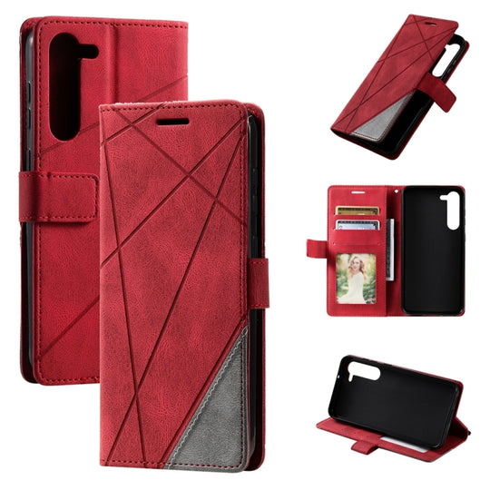For Samsung Galaxy S23+ 5G Skin Feel Splicing Leather Phone Case(Red)