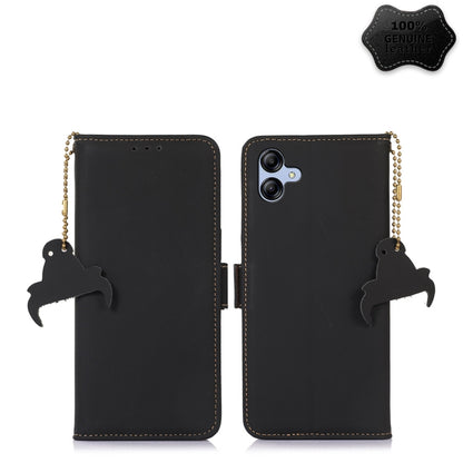 For Samsung Galaxy A04e Genuine Leather Magnetic RFID Leather Phone Case(Black) - Galaxy Phone Cases by buy2fix | Online Shopping UK | buy2fix