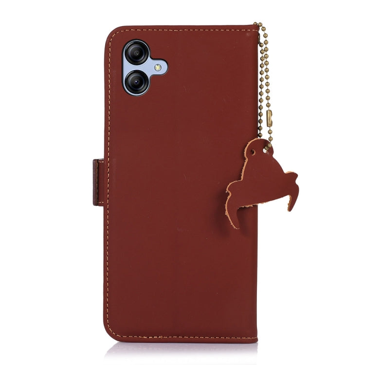 For Samsung Galaxy A04e Genuine Leather Magnetic RFID Leather Phone Case(Coffee) - Galaxy Phone Cases by buy2fix | Online Shopping UK | buy2fix