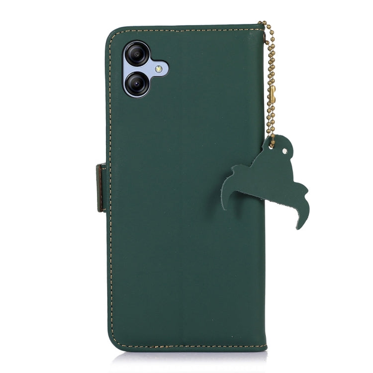 For Samsung Galaxy A04e Genuine Leather Magnetic RFID Leather Phone Case(Green) - Galaxy Phone Cases by buy2fix | Online Shopping UK | buy2fix