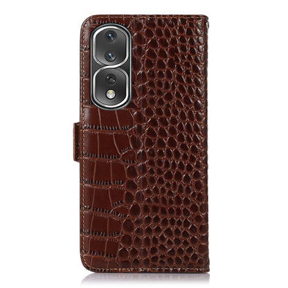 For Honor 80 Pro Crocodile Top Layer Cowhide Leather Phone Case(Brown) by buy2fix