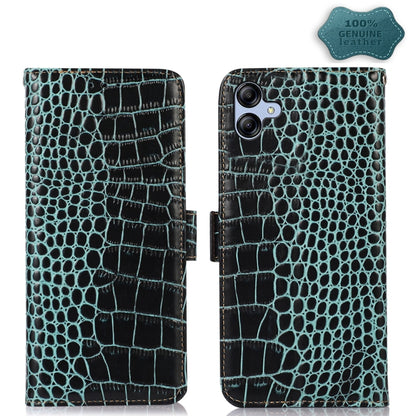 For Samsung Galaxy A04e Crocodile Top Layer Cowhide Leather Phone Case(Green) - Galaxy Phone Cases by buy2fix | Online Shopping UK | buy2fix