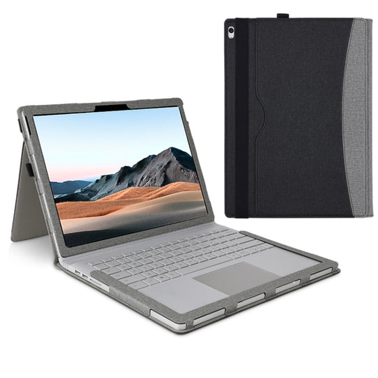 For MicroSoft Surface Book 3 / 2 / 1 13.5 inch Leather Laptop Case(Black Grey)