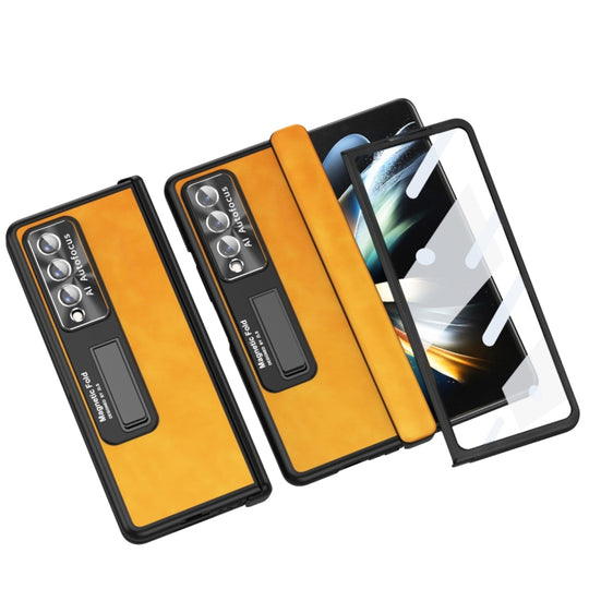 For Samsung Galaxy Z Fold3 5G Napa Texture All-inclusive Phone Case(Yellow)