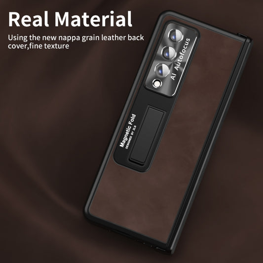For Samsung Galaxy Z Fold3 5G Napa Texture All-inclusive Phone Case(Coffee) by buy2fix