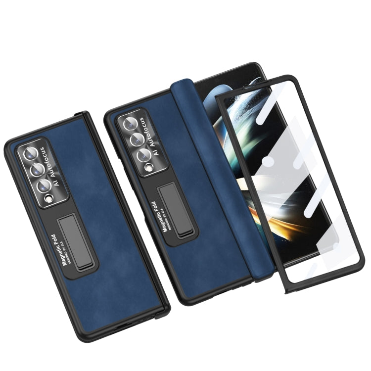 For Samsung Galaxy Z Fold3 5G Napa Texture All-inclusive Phone Case(Blue) - Galaxy Phone Cases by buy2fix | Online Shopping UK | buy2fix