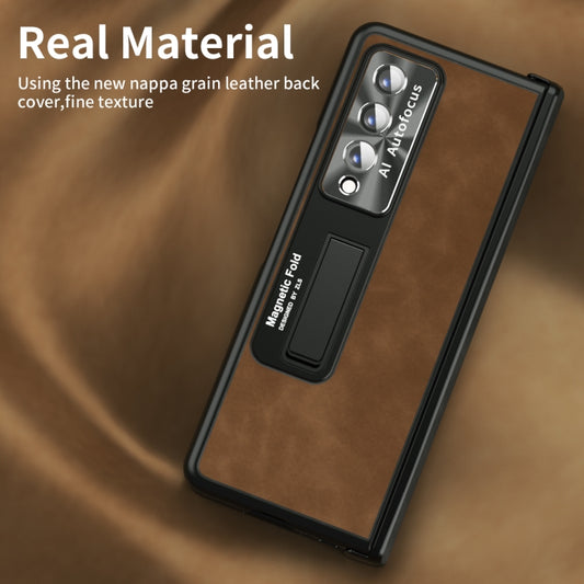For Samsung Galaxy Z Fold3 5G Napa Texture All-inclusive Phone Case(Brown) by buy2fix