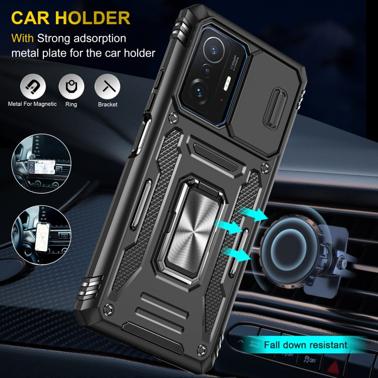 For Xiaomi 11T Armor PC + TPU Camera Shield Phone Case(Black) - Xiaomi Cases by buy2fix | Online Shopping UK | buy2fix