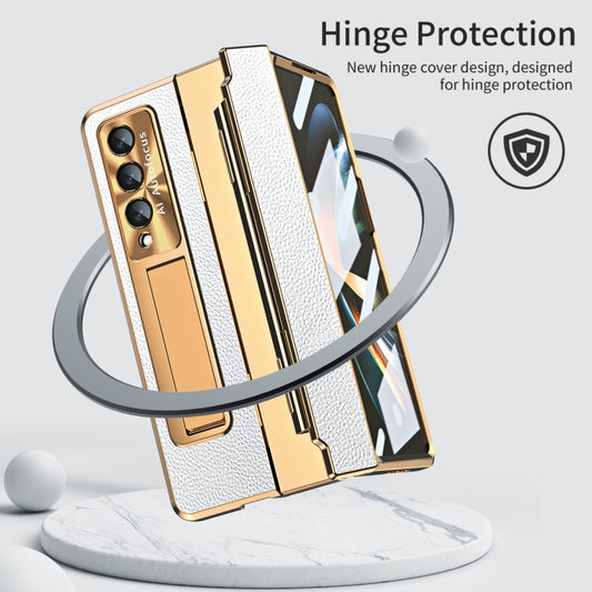 For Samsung Galaxy Z Fold4 Integrated Full Coverage Phone Case with Hinge(Gold+White) by buy2fix