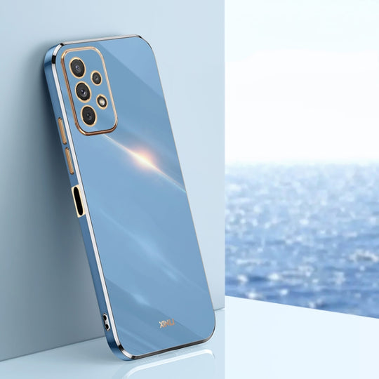 Pour Samsung Galaxy A13 4G XINLI Straight Edge 6D Electroplate TPU Phone Case (Bleu céleste)