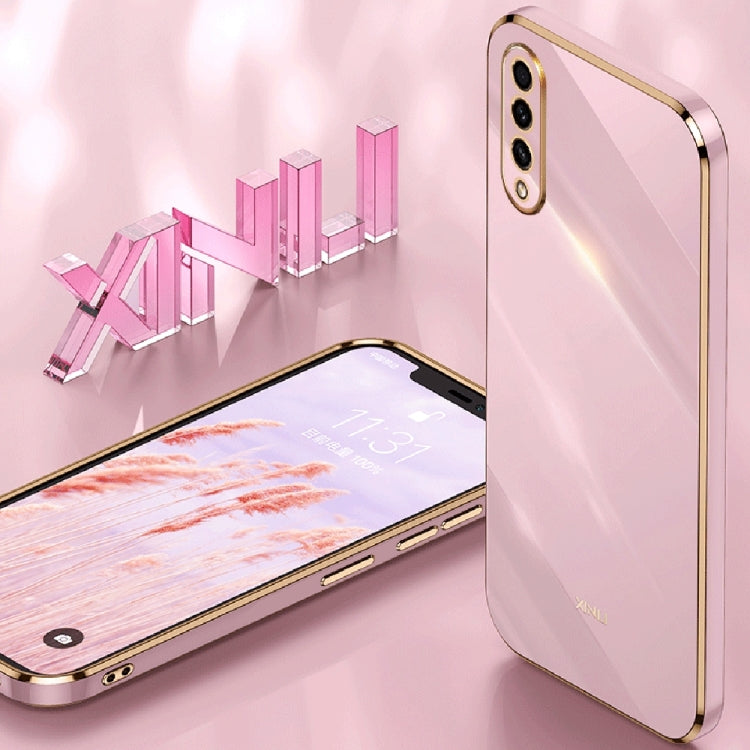 For Samsung Galaxy A50 XINLI Straight Edge 6D Electroplate TPU Phone Case(Pink) by buy2fix