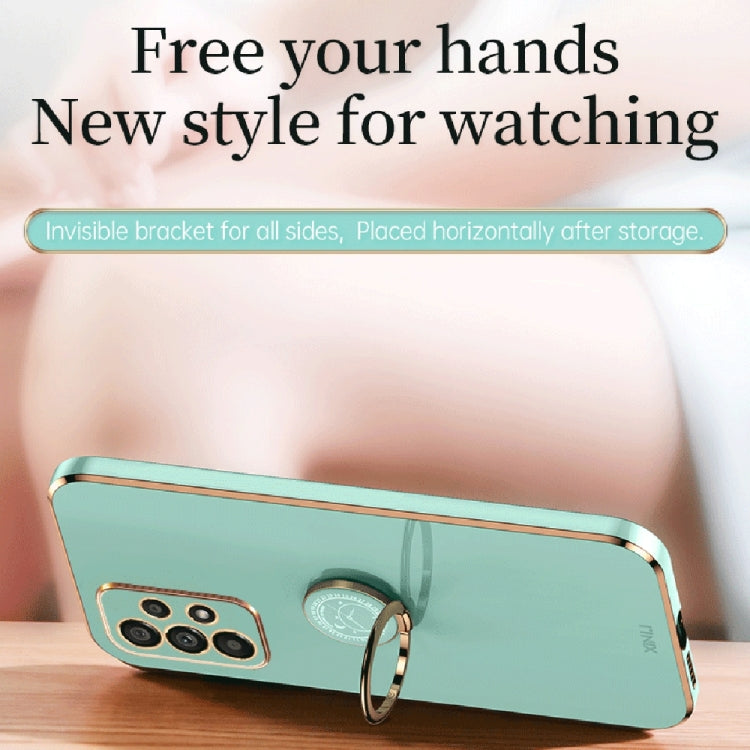 For Samsung Galaxy A53 5G XINLI Straight Edge 6D Electroplate TPU Phone Case with Ring Holder(Black) by buy2fix