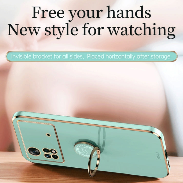 For Xiaomi Poco M4 Pro XINLI Straight Edge 6D Electroplate TPU Phone Case with Ring Holder(White) by buy2fix
