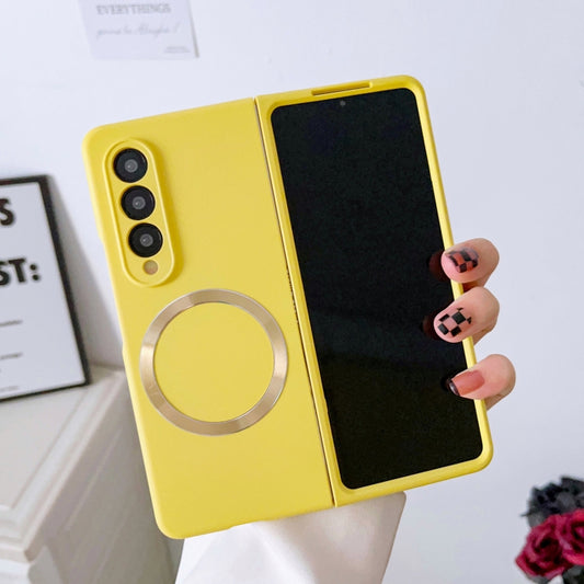 For Samsung Galaxy Z Fold3 5G Skin Feel MagSafe Magnetic Phone Case(Yellow) by buy2fix