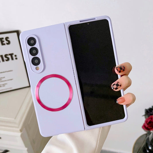 For Samsung Galaxy Z Fold3 5G Skin Feel MagSafe Magnetic Phone Case(Purple) by buy2fix