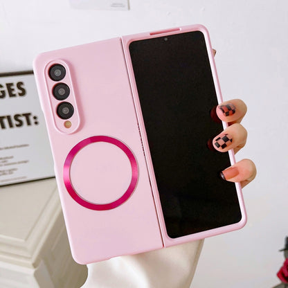 For Samsung Galaxy Z Fold3 5G Skin Feel MagSafe Magnetic Phone Case(Pink) by buy2fix