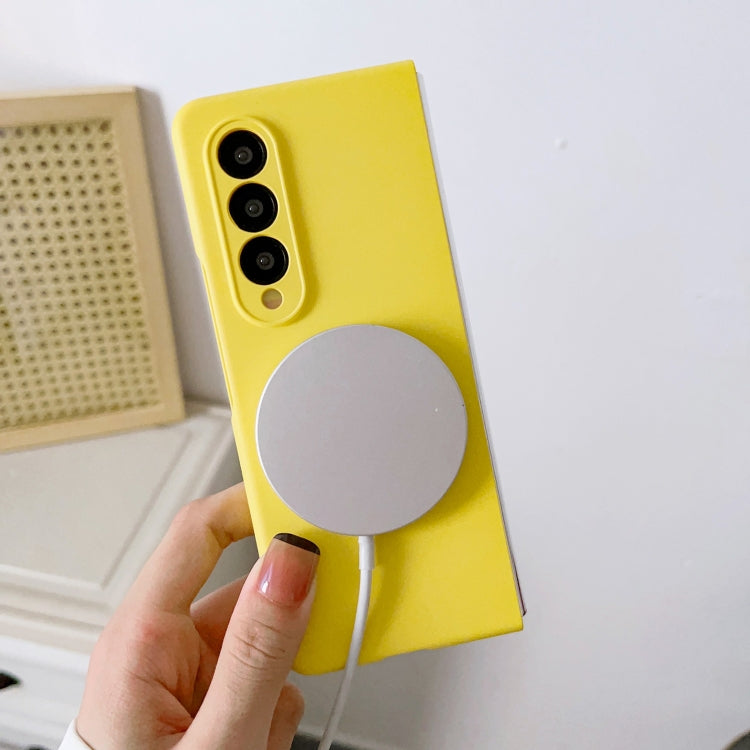 For Samsung Galaxy Z Fold3 5G Skin Feel MagSafe Magnetic Phone Case(Yellow) by buy2fix