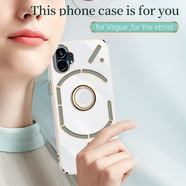 For Nothing Phone 1 XINLI Straight Edge 6D Electroplate TPU Phone Case with Ring Holder(Hawthorn Red) - More Brand by buy2fix | Online Shopping UK | buy2fix