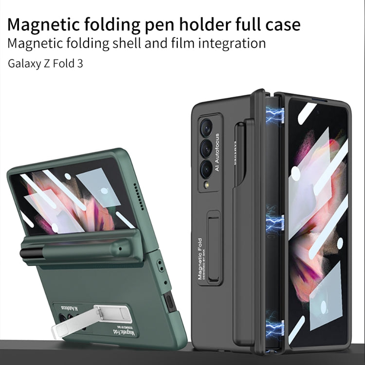 For Samsung Galaxy Z Fold3 5G GKK Full Coverage Magnetic Fold Hinge Shockproof Phone Case with Pen Slots(Green) - Galaxy Phone Cases by GKK | Online Shopping UK | buy2fix