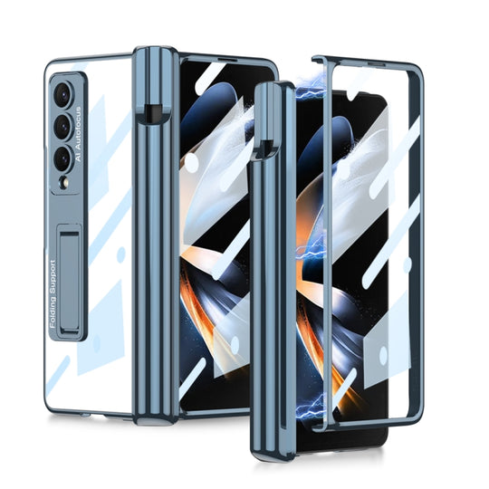 For Samsung Galaxy Z Fold4 GKK Magnetic Fold Hinge Shockproof Phone Case with Pen Slots(Blue)