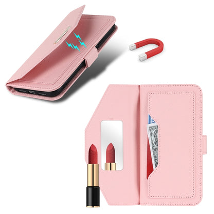 For iPhone XR Cross Texture Lanyard Leather Phone Case(Pink) by buy2fix