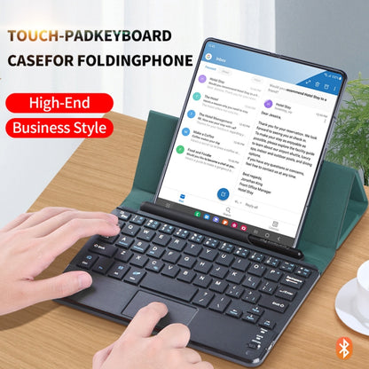 For Samsung Galaxy Z Fold4 GKK Magnetic Folding Bluetooth Keyboard Leather Case with Touchpad / Pen(Dark Green) - Samsung Keyboard by GKK | Online Shopping UK | buy2fix