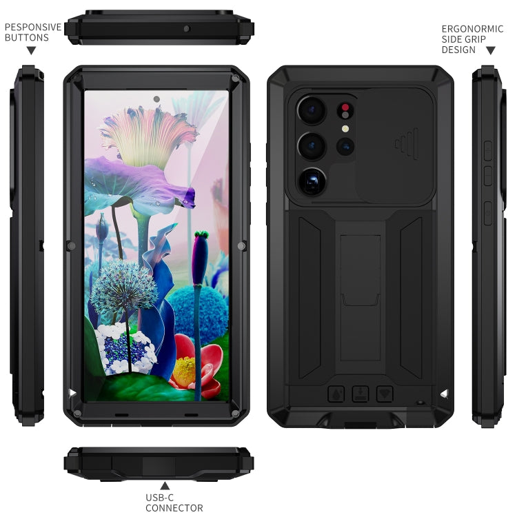 For Samsung Galaxy S23 Ultra 5G R-JUST Sliding Camera Design Life Waterproof Dustproof Shockproof Phone Case(Black) - Galaxy S23 Ultra 5G Cases by R-JUST | Online Shopping UK | buy2fix