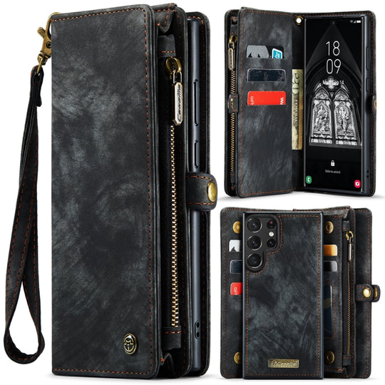 For Samsung Galaxy S23 Ultra 5G CaseMe 008 Detachable Multifunctional Leather Phone Case(Black)