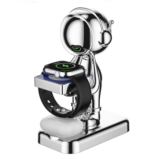 For Watch+Wireless Headset Intelligent Wireless Charging Holder(Silver) - Smart Wear by buy2fix | Online Shopping UK | buy2fix
