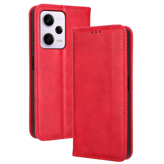 For Xiaomi Redmi Note 12 Pro+ Global Magnetic Buckle Retro Texture Leather Phone Case(Red) by buy2fix