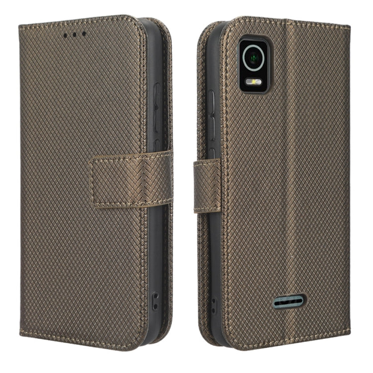 For Cricket Debut Smart Diamond Texture Leather Phone Case(Brown) by buy2fix