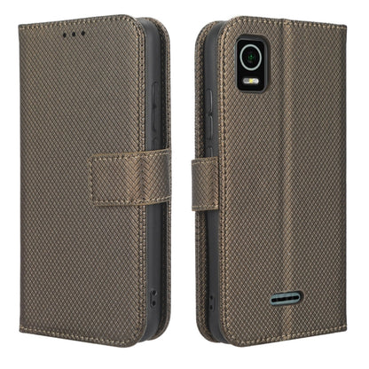 For Cricket Debut Smart Diamond Texture Leather Phone Case(Brown) by buy2fix