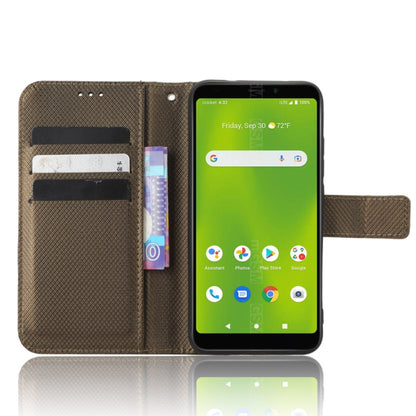 For Cricket Debut Smart Diamond Texture Leather Phone Case(Brown) by buy2fix