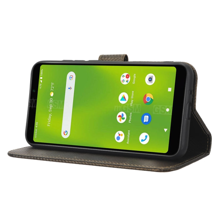 For Cricket Debut Smart Diamond Texture Leather Phone Case(Brown) by buy2fix