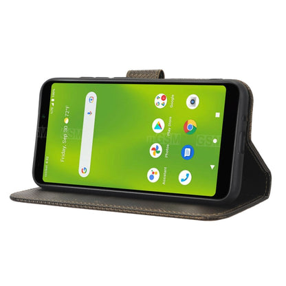 For Cricket Debut Smart Diamond Texture Leather Phone Case(Brown) by buy2fix