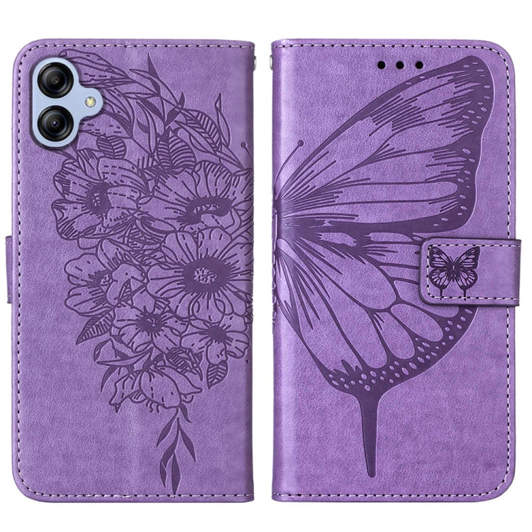 For Samsung Galaxy A04e Embossed Butterfly Flip Leather Phone Case(Purple) by buy2fix